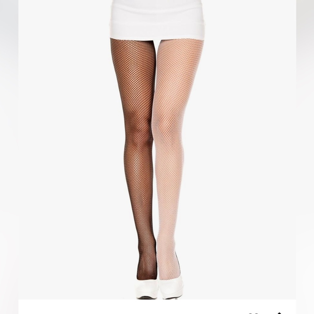 Music Legs Black and White Fishnet Tights